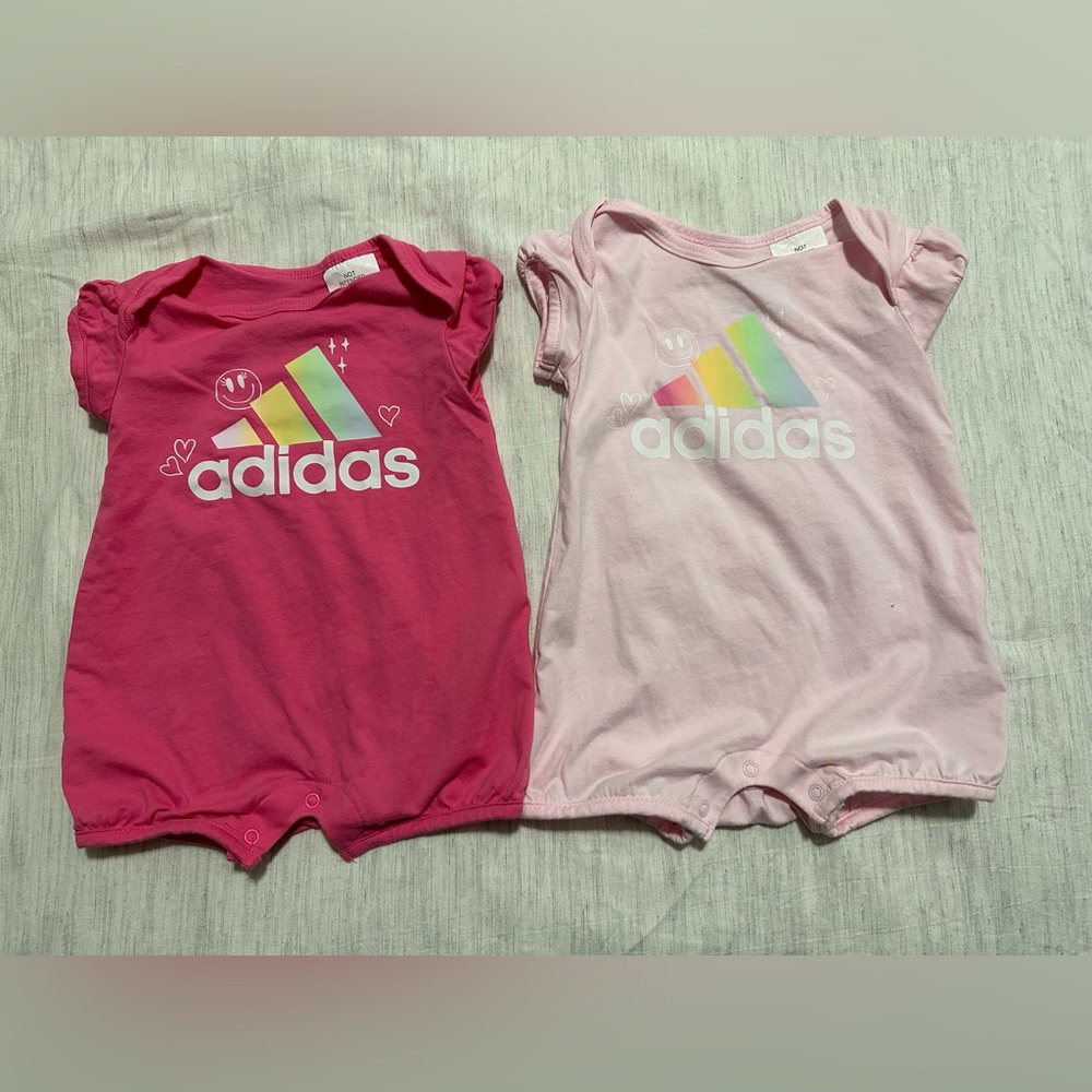 Adidas babygirl rompers lot of 2 6M